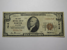 Load image into Gallery viewer, $10 1929 Porter Oklahoma National Currency Bank Note Bill Ch. #7615 Very Fine