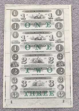 $1-$1-$2-$3 1860's Newport Rhode Island Obsolete Currency Uncut Sheet Bank Notes