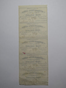 $4 1861 Confederate Bond Coupon Certificate Uncut Sheet Currency Bank Note Bill