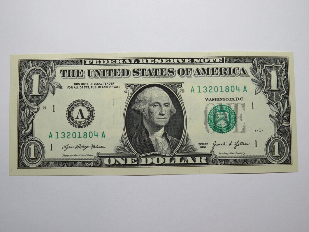 $1 2021 Minor Wet Ink Transfer Error Federal Reserve Bank Note Bill UNC++