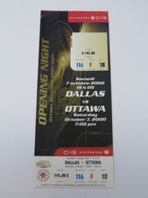 Load image into Gallery viewer, October 7, 2000 Ottawa Senators Dallas Stars Full Hockey Ticket Opening Night