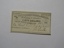 Load image into Gallery viewer, $40 1861 Confederate Bond Coupon Certificate Currency Bank Note Bill UNC
