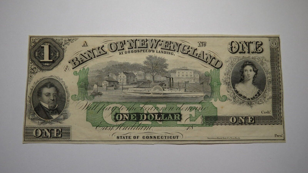 $1 18__ East Haddam Connecticut Obsolete Currency Bank Note Remainder Bill UNC+