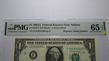 Load image into Gallery viewer, $1 2003 Repeater Serial Number Federal Reserve Currency Bank Note Bill PMG UNC65