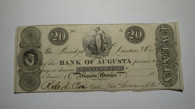 $20 18__ Augusta Georgia GA Obsolete Currency Bank Note Bill Bank of Augusta XF+