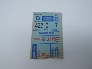February 25, 1985 New York Rangers Vs. Winnipeg Jets NHL Hockey Ticket Stub