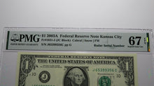 Load image into Gallery viewer, $1 2003 Radar Serial Number Federal Reserve Currency Bank Note Bill PMG UNC67EPQ