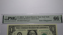 Load image into Gallery viewer, $1 2003 Radar Serial Number Federal Reserve Currency Bank Note Bill PMG UNC66EPQ