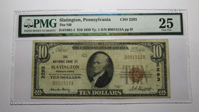 $10 1929 Slatington Pennsylvania PA National Currency Bank Note Bill #2293 VF25