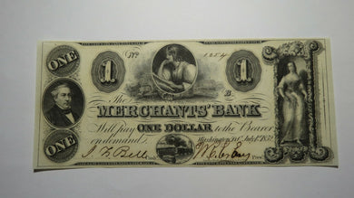 $1 1852 Washington D.C. Obsolete Currency Bank Note Bill! Merchants Bank DC XF++
