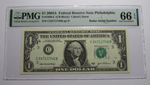 Load image into Gallery viewer, $1 2003 Radar Serial Number Federal Reserve Currency Bank Note Bill PMG UNC66EPQ