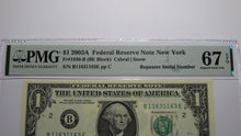 Load image into Gallery viewer, $1 2003 Repeater Serial Number Federal Reserve Currency Bank Note Bill PMG UNC67