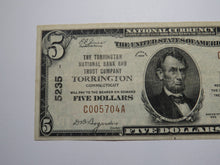 Load image into Gallery viewer, $5 1929 Torrington Connecticut CT National Currency Bank Note Bill Ch. #5235 VF+
