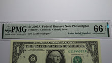 Load image into Gallery viewer, $1 2003 Radar Serial Number Federal Reserve Currency Bank Note Bill PMG UNC66EPQ