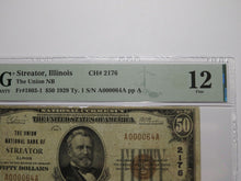 Load image into Gallery viewer, $50 1929 Streator Illinois IL National Currency Bank Note Bill Ch. #2176 F12 PMG
