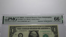 Load image into Gallery viewer, $1 2003 Repeater Serial Number Federal Reserve Currency Bank Note Bill PMG UNC66