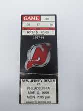 Load image into Gallery viewer, March 2, 1998 New Jersey Devils Philadelphia Flyers Hockey Ticket Stub Brodeur W