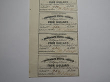Load image into Gallery viewer, $4 1861 Confederate Bond Coupon Certificate Uncut Sheet Currency Bank Note Bill