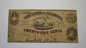 $.25 1863 Montgomery Alabama Obsolete Currency Bank Note Bill AU! Plate D