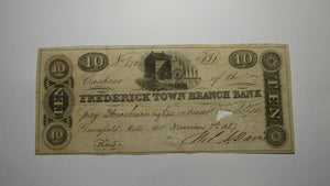 $10 1837 Greenfield Mills Maryland MD Obsolete Currency Bank Note Bill Frederick