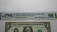 Load image into Gallery viewer, $1 2003 Radar Serial Number Federal Reserve Currency Bank Note Bill PMG UNC66EPQ