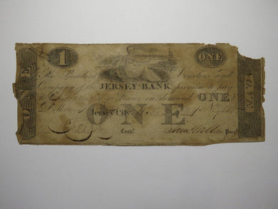 $1 1824 Jersey City New Jersey Obsolete Currency Bank Note Bill Jersey Bank