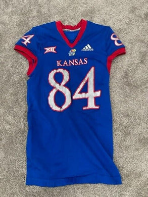 2019-21 Kansas Jayhawks Game Used Issued NCAA ADIDAS Football Jersey Size Large