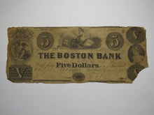 Load image into Gallery viewer, $5 1852 Boston Massachusetts MA Obsolete Currency Bank Note Bill The Boston Bank