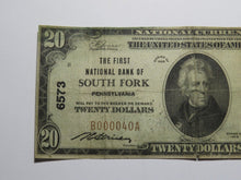 Load image into Gallery viewer, $20 1929 South Fork Pennsylvania PA National Currency Bank Note Bill #6573 RARE