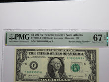 Load image into Gallery viewer, $1 2017 Radar Serial Number Federal Reserve Currency Bank Note Bill PMG UNC67EPQ