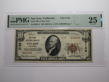 Load image into Gallery viewer, $10 1929 San Jose California CA National Currency Bank Note Bill #2158 VF25 PMG
