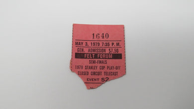May 3, 1979 New York Rangers Vs. New York Islanders Viewing Party Ticket Stub