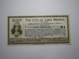 $1 1934 Long Branch New Jersey NJ Obsolete Currency Bank Note Scrip City of LB!