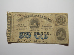 $.50 1863 Montgomery Alabama AL Obsolete Currency Bank Note Bill State of AL