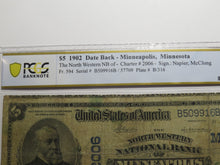 Load image into Gallery viewer, $5 1902 Minneapolis Minnesota MN National Currency Bank Note Bill Ch #2006 PCGS