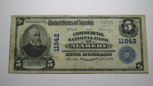 $5 1902 Alameda California CA National Currency Bank Note Bill! Ch. #11942 VF!