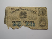 Load image into Gallery viewer, $.50 1863 Montgomery Alabama AL Obsolete Currency Bank Note Bill State of AL