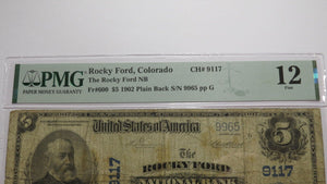 $5 1902 Rocky Ford Colorado CO National Currency Bank Note Bill Ch #9117 F12 PMG