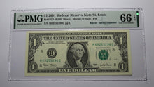 Load image into Gallery viewer, $1 2001 Radar Serial Number Federal Reserve Currency Bank Note Bill PMG UNC66EPQ