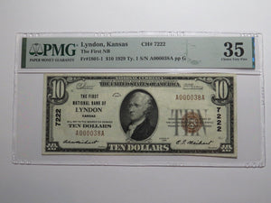 $10 1929 Lyndon Kansas National Currency Bank Note Bill Charter #7222 VF35 PMG