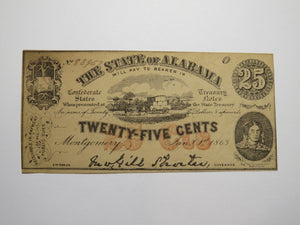 $.25 1863 Montgomery Alabama Obsolete Currency Bank Note Bill UNC++ Plate O