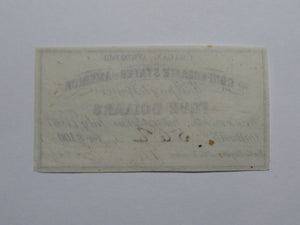$4 1861 Confederate Bond Coupon Certificate Currency Bank Note Bill UNC