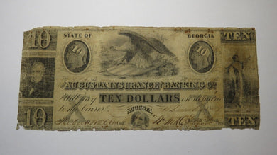 $10 1847 Augusta Georgia GA Obsolete Currency Bank Note Bill Augusta Insurance