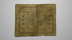 1775 $2/3 Annapolis Maryland MD Colonial Currency Bank Note Bill RARE ISSUE