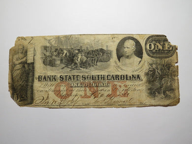 $1 1862 Charleston South Carolina SC Obsolete Currency Bank Note Bill Bank of SC
