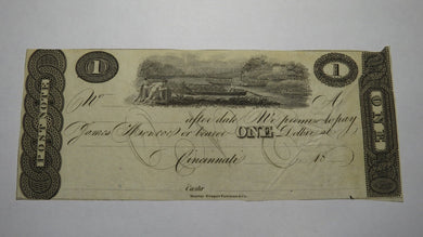 $1 18__ Cincinnati Ohio OH Obsolete Currency Bank Note Bill Remainder!  Piatt Co