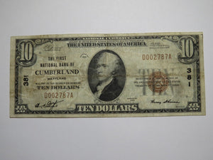$10 1929 Cumberland Maryland MD National Currency Bank Note Bill Ch. #381 NICE
