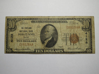 $10 1929 Portland Maine ME National Currency Bank Note Bill Charter #4128 USA