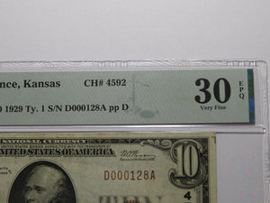 $10 1929 Independence Kansas KS National Currency Bank Note Bill Ch. #4592 VF30