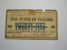 Load image into Gallery viewer, $.25 1863 Tallahassee Florida Obsolete Currency Bank Note Bill -State of FL